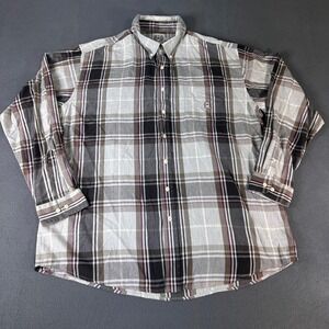 Cinch Mens XL Long Sleeve Plaid Button Down Western Shirt Grey Black Purple Logo